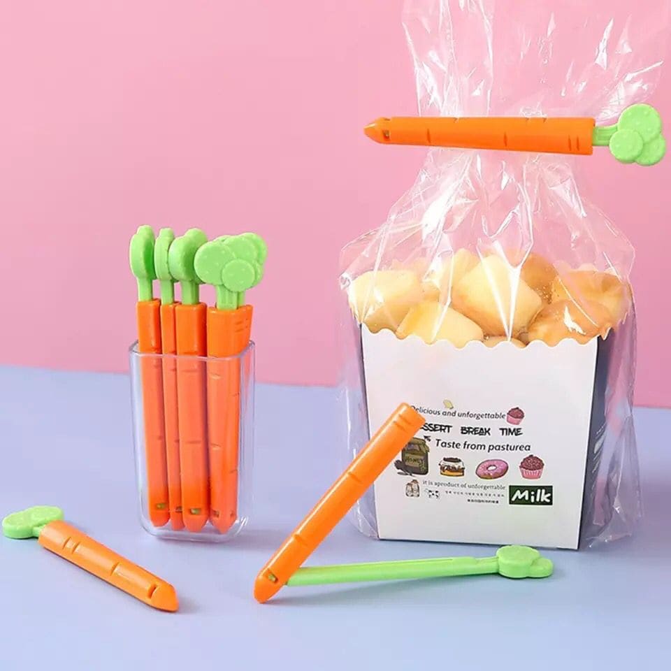 Set Of 5 Carrot Shaped Food Snack Bag Sealing Clip, Carrot Shaped Refrigerator Food Storage Clamps, Leisure Food Plastic Sealing Clip Set Of 5 Carrot Shaped Food Snack Bag Sealing Clip, Carrot Shaped Refrigerator Food Storage Clamps, Leisure Food Plastic Sealing Clip